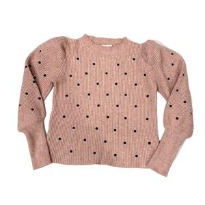 Polka Dot Pullover Sweater Top Luzabelle Women Pink Black French Ribbed Boutique